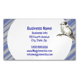 Carte De Visite Magnétique Aquarelle Gris Jay Oiseau Faune Nature Art Busin