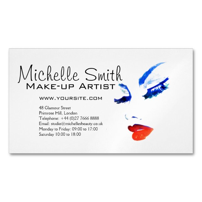 Carte De Visite Magnétique Aquarelle maquillage visage marque artiste (devant)