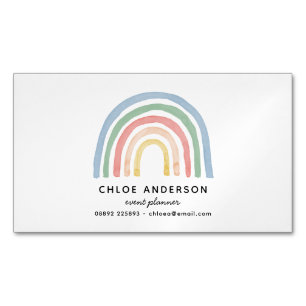 Carte De Visite Magnétique Aquarelle moderne arc-en-ciel mignon coloré