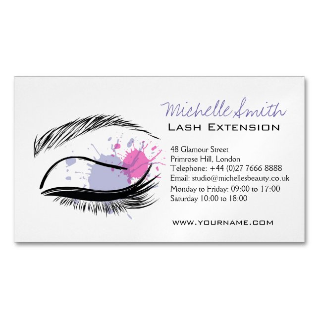 Carte De Visite Magnétique Aquarelle oculaire cils Lash icône d'extension (devant)