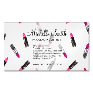 Carte De Visite Magnétique Aquarelle rose rouge à lèvres marque de maquillage
