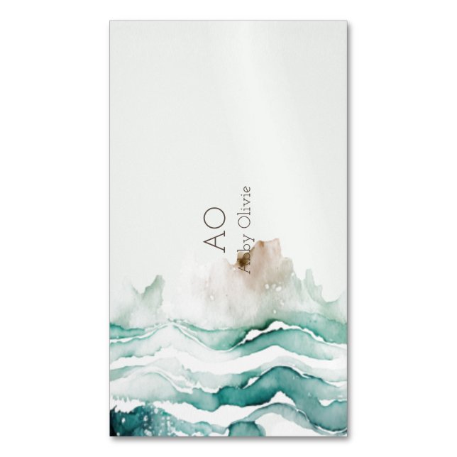 Carte De Visite Magnétique Aquarelle vert turquoise (devant Vertical)