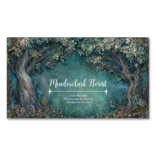 Carte De Visite Magnétique Arbre noueux sarcelle de la forêt Art nouveau opul