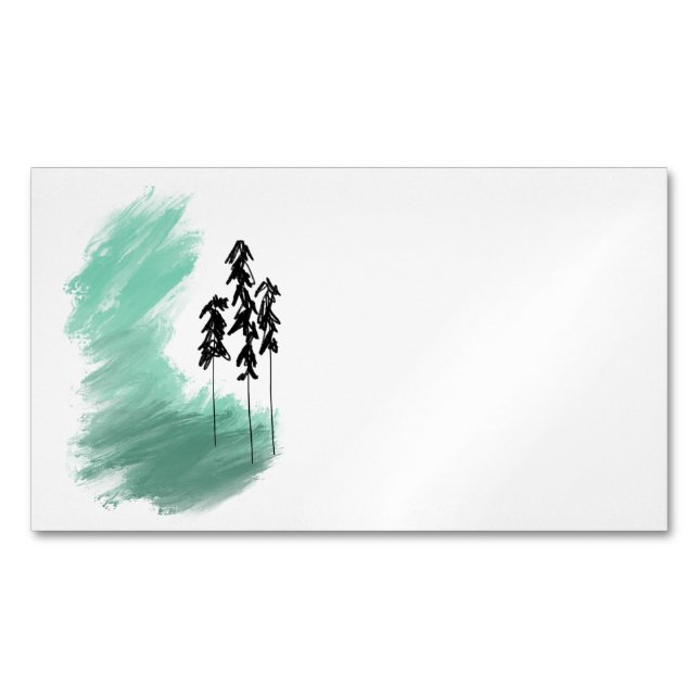 Carte De Visite Magnétique Arbre vert scandinave art simple menthe moderne (devant)