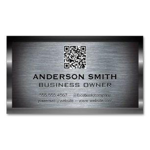 Carte De Visite Magnétique Arrière - plan brossé métallique   Code QR