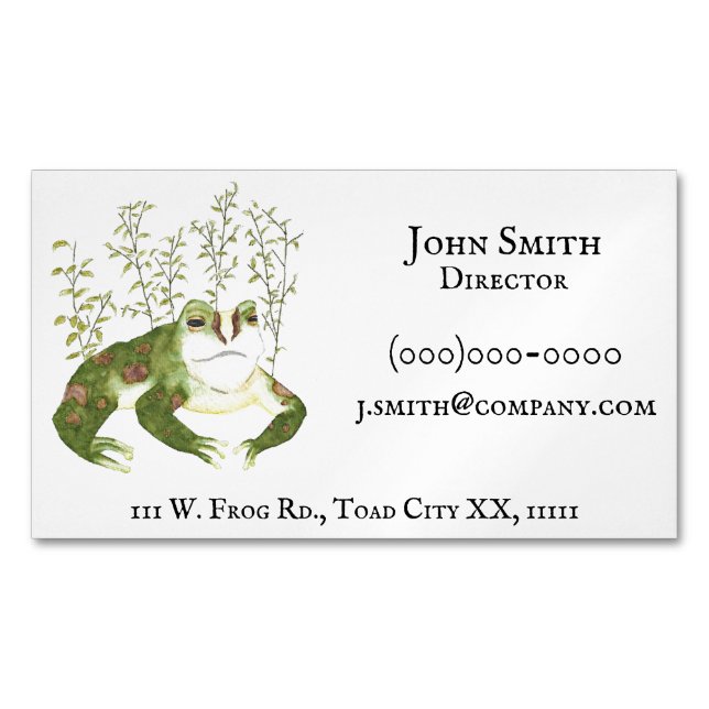 Carte De Visite Magnétique Art animal rustique Amphibien Aquarelle Frog (devant)