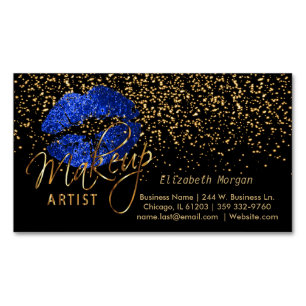 Carte De Visite Magnétique Artiste de maquillage avec Confetti Or & Lèvres B