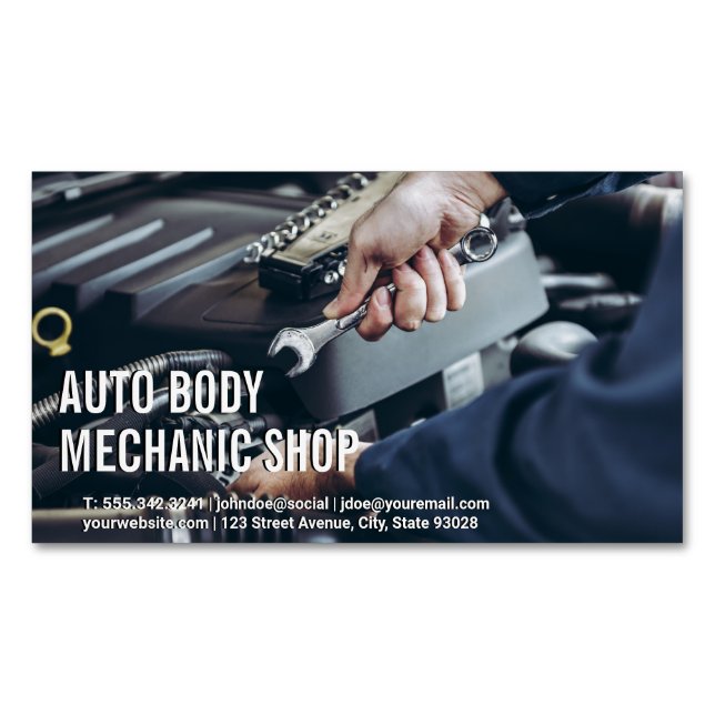 Carte De Visite Magnétique Atelier de carrosserie automatique | Travail mécan (devant)