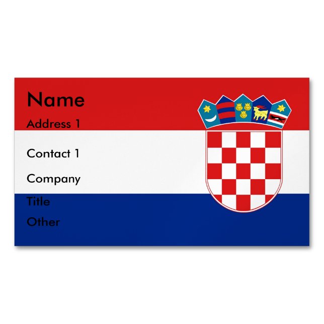 Carte de visite magnétique avec drapeau de Croatie (devant)