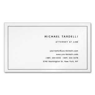 Carte De Visite Magnétique Avocat Minimaliste Classique Professionnel
