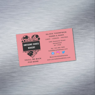 Carte De Visite Magnétique Baker Boulangerie Gâteaux Cookies Pâtisserie Chef 