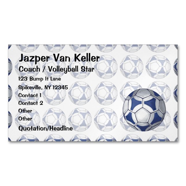 Carte De Visite Magnétique Balle de football Peint bleu et blanc motif (devant)