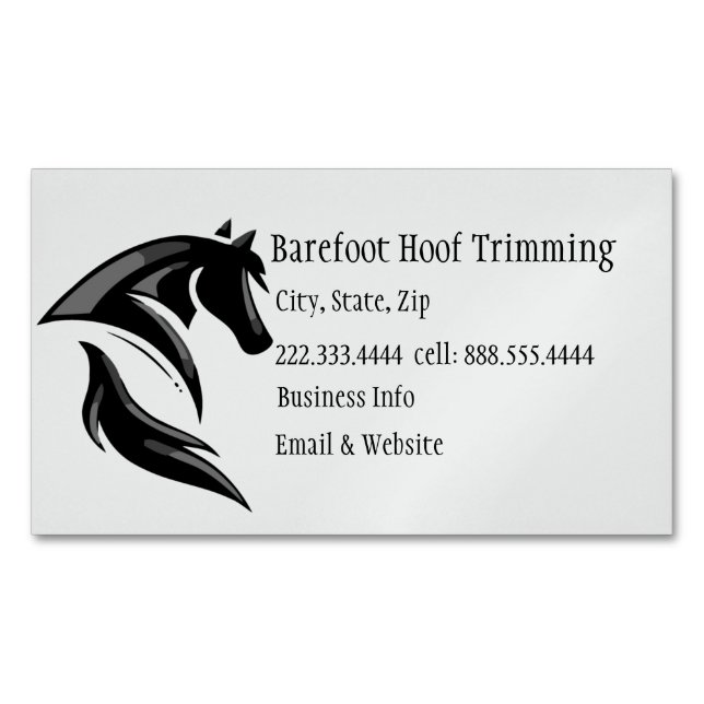 Carte De Visite Magnétique Barefoot Hoof Trimming Black White Art (devant)