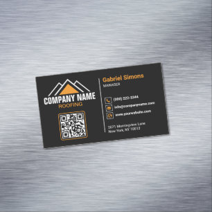 Carte De Visite Magnétique Bâtiment à toit orange minimaliste avec code QR