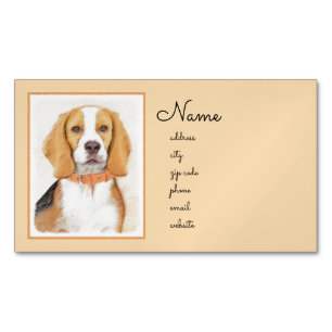 Carte De Visite Magnétique Beagle Hound Dog Peinture Animal Art original