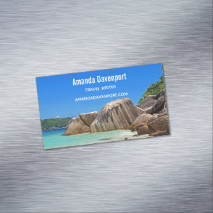 Carte De Visite Magnétique Belle mer tropicale avec une plage rocheuse