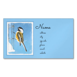 Carte De Visite Magnétique Bickadee sur la peinture d'alimentation - Oiseaux 