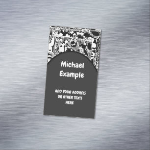 Carte De Visite Magnétique Black and White Geometric Art 25