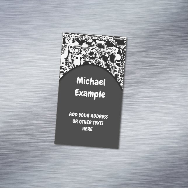 Carte De Visite Magnétique Black and White Geometric Art 25 (In Situ)