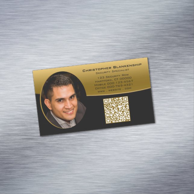 Carte De Visite Magnétique Black Gold Professional Photo personnalisée Code Q (In Situ)