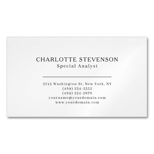 Carte De Visite Magnétique Black & White Trendy Professional Plain Minimalist (devant)