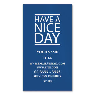 Carte De Visite Magnétique Bleu classique - ayez un beau jour
