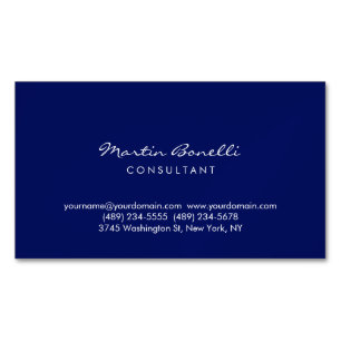 Carte De Visite Magnétique Bleu foncé Minimaliste Script Simple