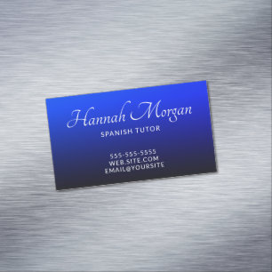 Carte De Visite Magnétique Bleu Saphir Marine Noir Ombré Élégant