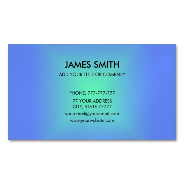 Carte De Visite Magnétique Bleu Vert Diamant Dégradé Moderne (devant)