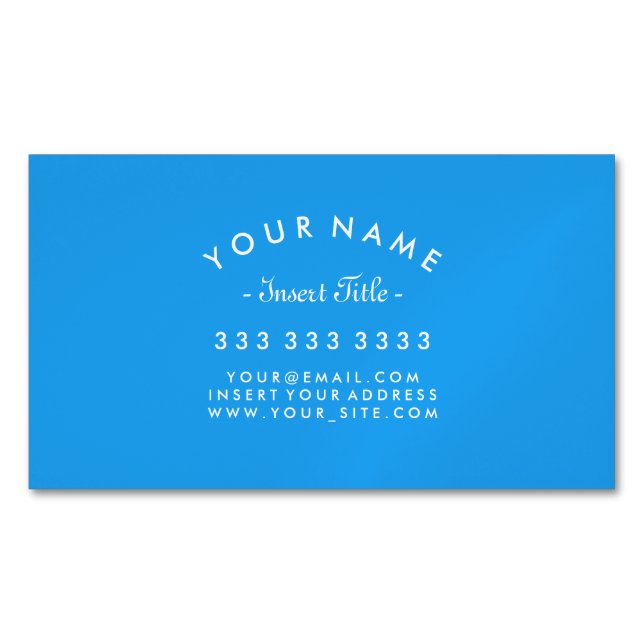 Carte De Visite Magnétique Bleu vif professionnel incurvé élégant des textes (devant)