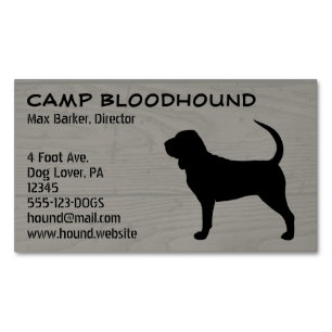Carte De Visite Magnétique Bloodhound Silhouette Chien race Faux Style Bois