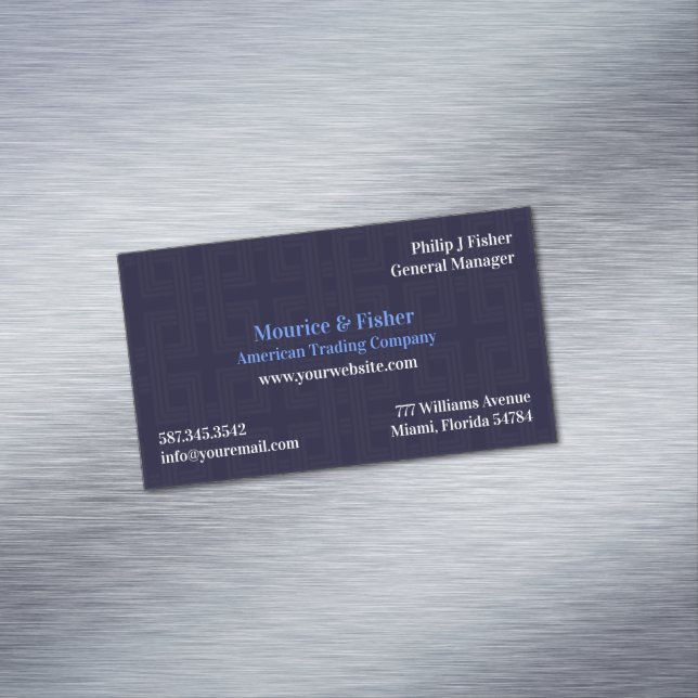 Carte De Visite Magnétique Blue Abstrait Modern (In Situ)