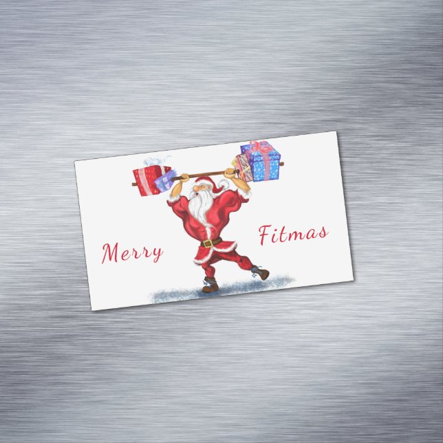 Carte De Visite Magnétique Bodybuilder Santa Claus avec cadeaux de Noël - Amu (In Situ)