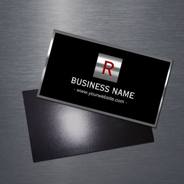 Carte De Visite Magnétique Bordure métallique professionnelle Monogramme (Créateur téléchargé)