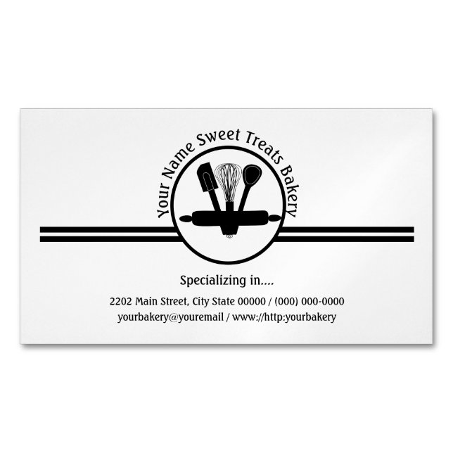 Carte De Visite Magnétique Boulangerie Sweet Traite Ustensiles Logo Personnal (devant)