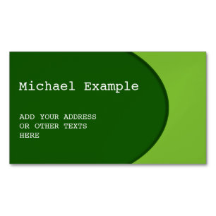 Carte De Visite Magnétique BOUTON OVAL - vert foncé + votre texte et vos idée