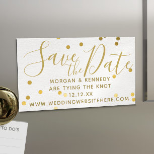 Carte De Visite Magnétique Bride Blush Gold Confetti Magnétique Enregistrer L