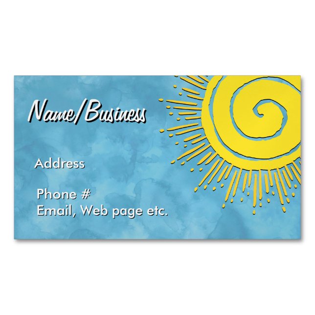 Carte De Visite Magnétique Bright Yellow Sunshine In Blue Sky Custom   (devant)