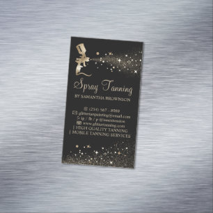 Carte De Visite Magnétique Bronzage en spray Logo Black Gold Sparkle Painter