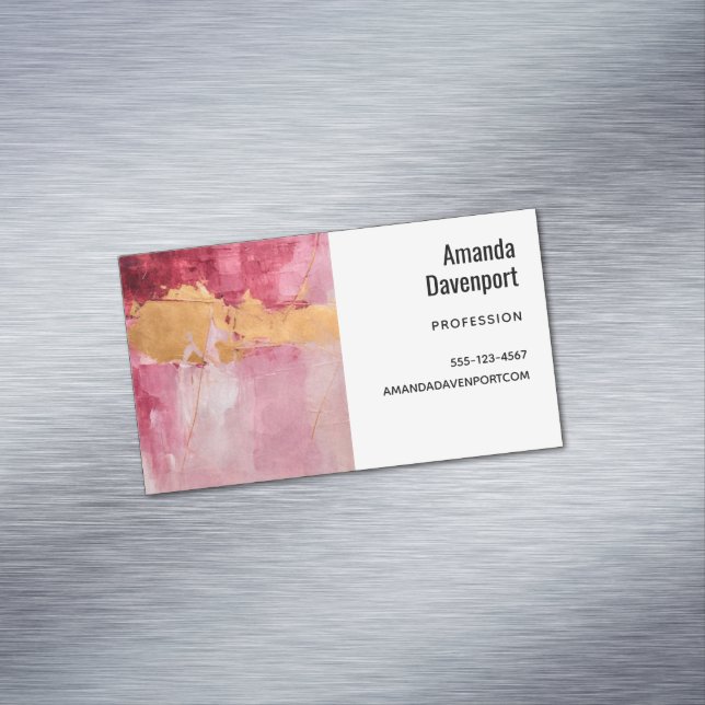 Carte De Visite Magnétique Brush artistique touche or et rose (In Situ)