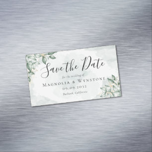 Carte De Visite Magnétique BUDGET Eucalyptus Aquarelle Mariage Enregistrer La