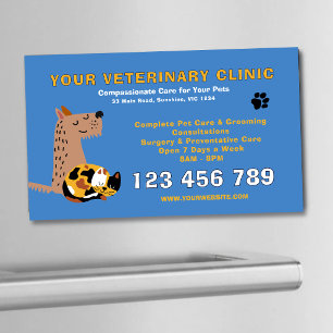 Carte De Visite Magnétique Budget Modifiable Vétérinaire Soins pour Animaux