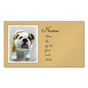 Carte De Visite Magnétique Bulldog Painting - Joli art original chien