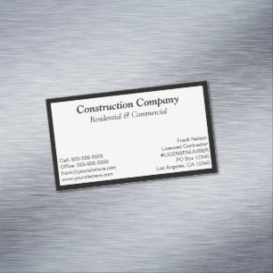 Carte De Visite Magnétique Cadre noir rectangle blanc