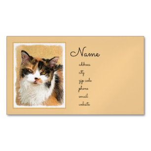 Carte De Visite Magnétique Calico Cat Painting - Cute Original Cat Art