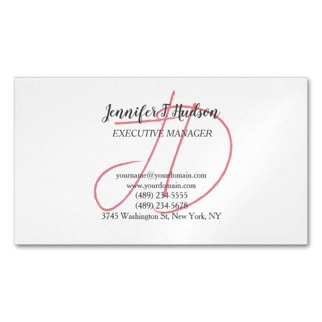 Carte De Visite Magnétique Calligraphie classique tendance monogramme (devant)