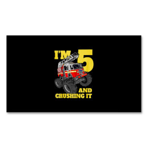 Carte De Visite Magnétique Camion d'incendie 5e anniversaire garçon 5 pompier