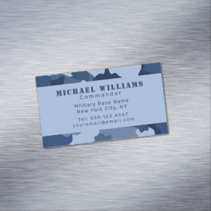 Carte De Visite Magnétique Camouflage Woodland Camo Blue Navy Monogramme