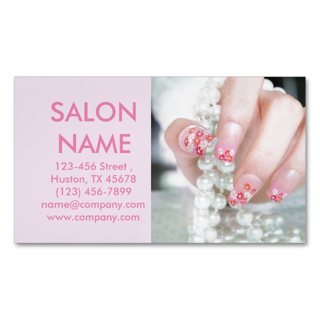 Carte De Visite Magnétique cerisier fleur clous mode beauté SPA ongle salon (devant)