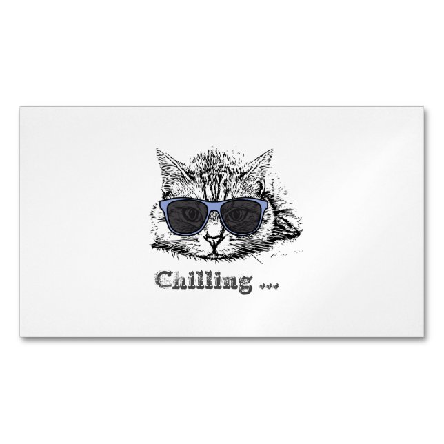 Carte De Visite Magnétique Chat Drôle Chilling Avec De Mignonnes Lunettes De  (devant)